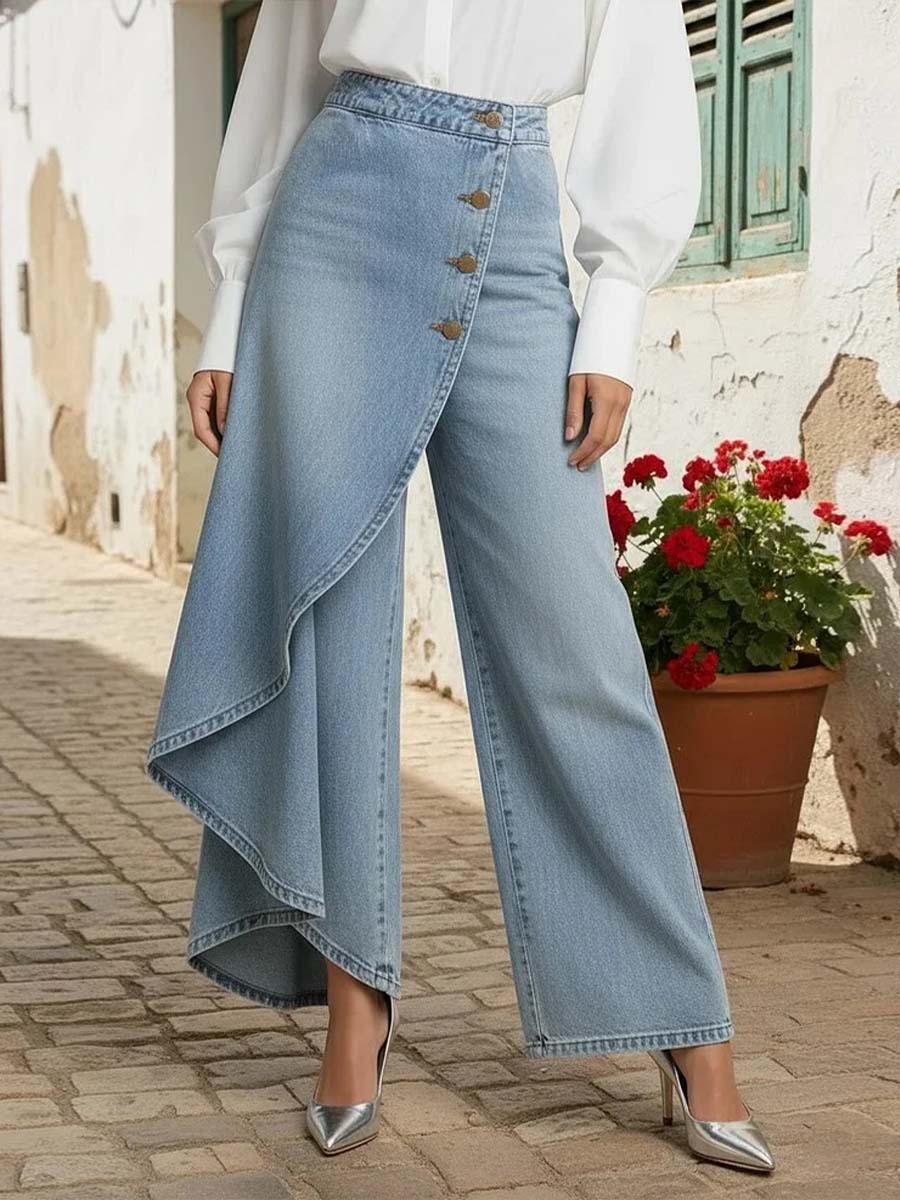 ✨✨ Women's High-waisted Relaxed Fit Wide-leg Jeans With A Stylish Design.