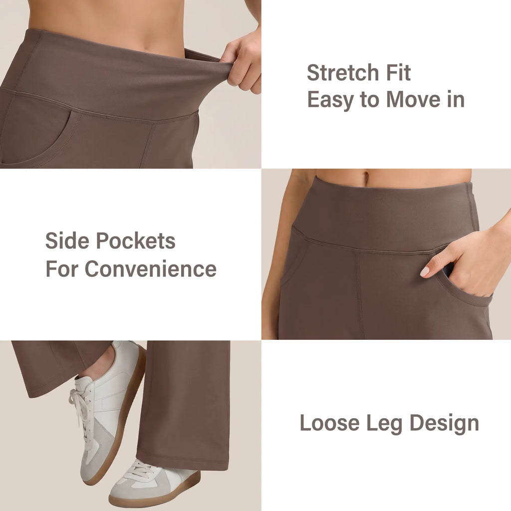 💝💝ESOFT Wide Leg Casual Pants, Women High-Waisted Yoga Pants with Pockets