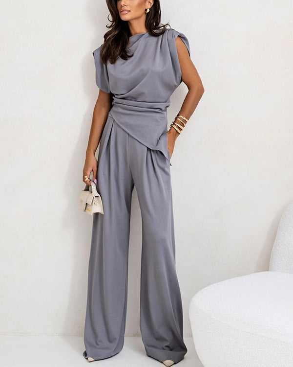 ✨ Free Shipping✨New Arrival Irregular Top & Wide Leg Pants Set