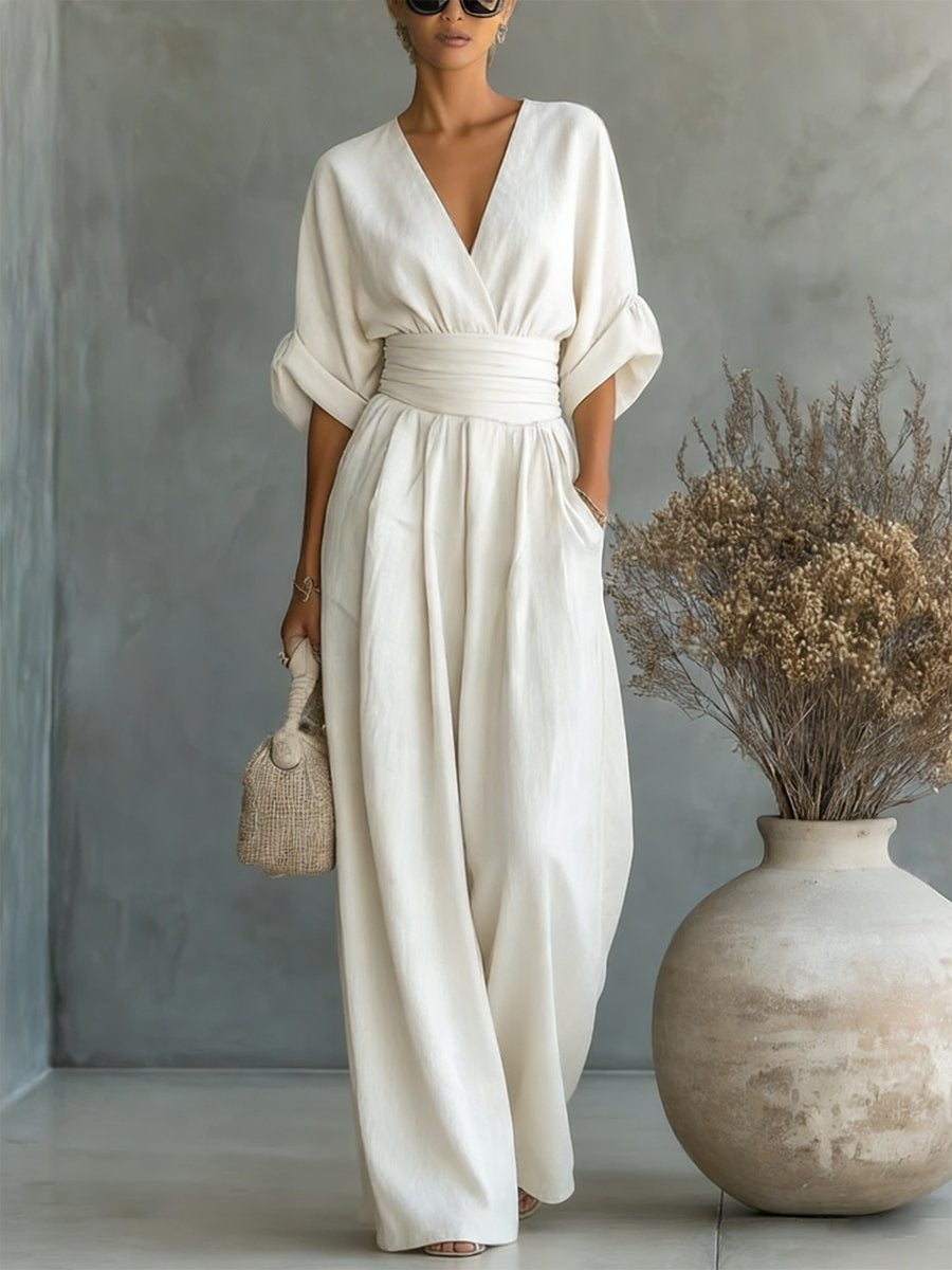 Essential V-neck Waist Jumpsuit