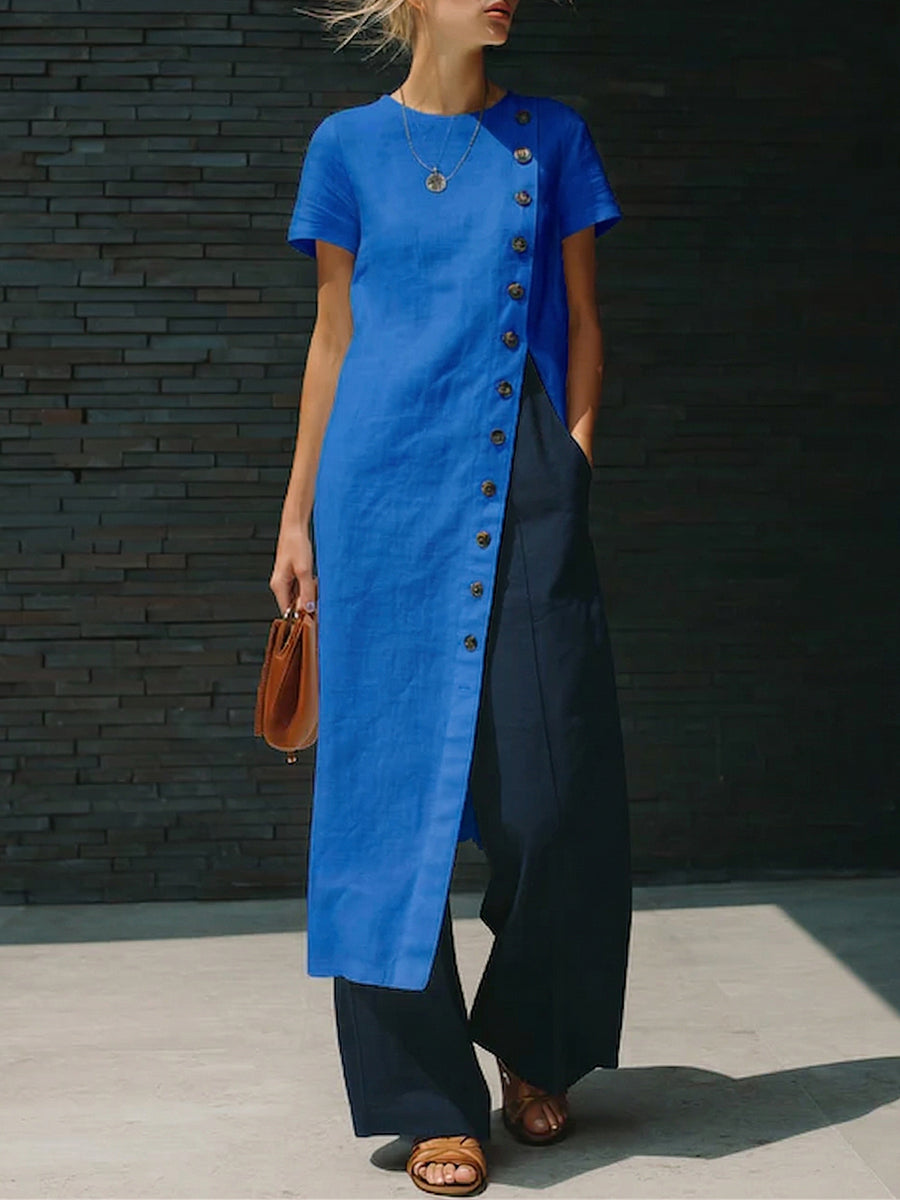 Cozy Artistically Cut Buttons Longline Shirt