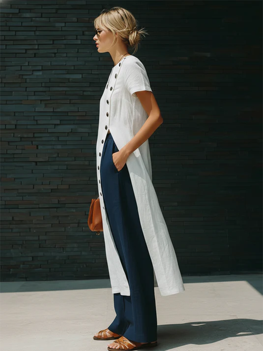 Cozy Artistically Cut Buttons Longline Shirt