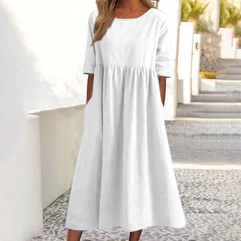 🌸 Cotton Linen Casual Midi Dress 🎉 Limited Time Deal