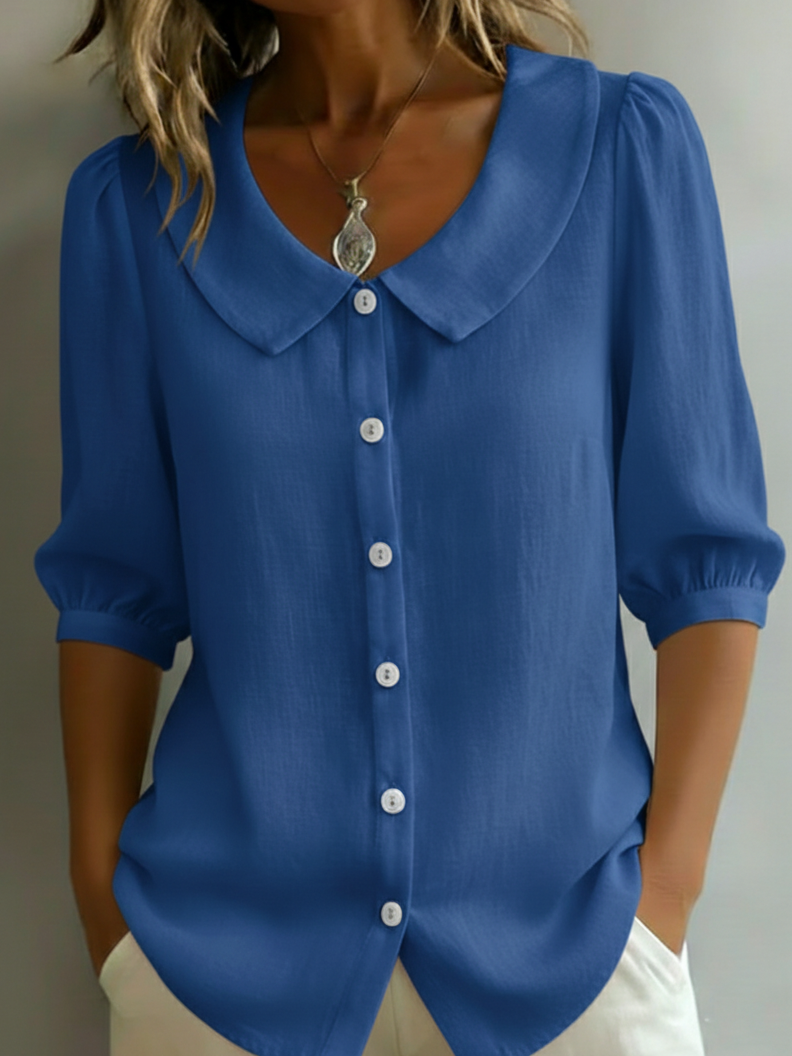 💝💝Retro Peter Pan Collar Button-up Cotton Shirt