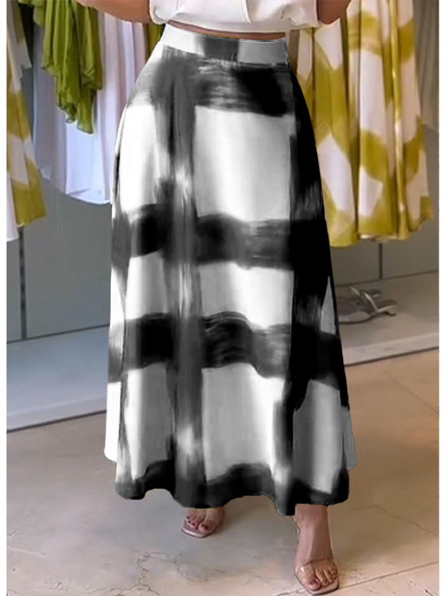 ✨✨Women's Brushstroke Print Cotton and Linen Skirt