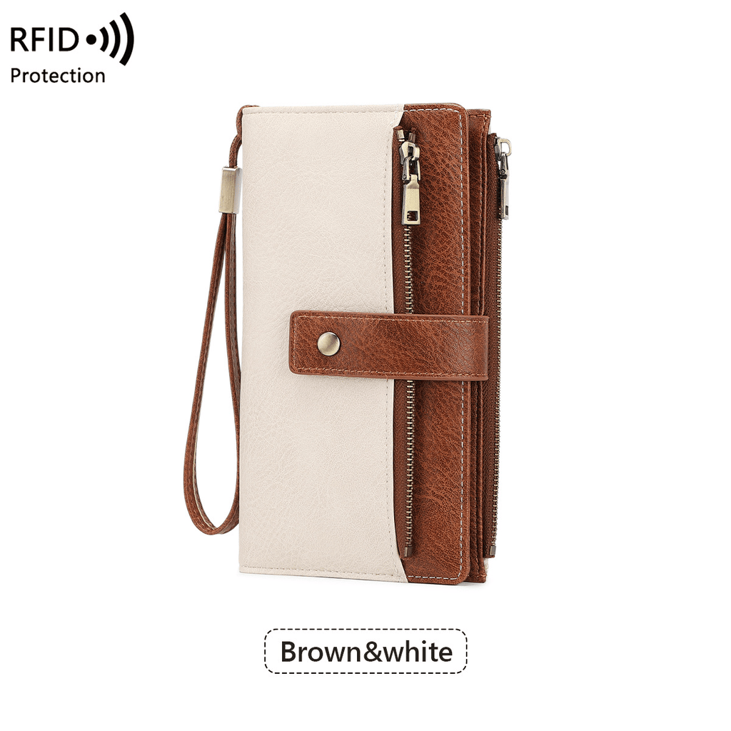🌷Women's long wallet, stylish clutch, elegant solid color RFID blocking leather wallet👛