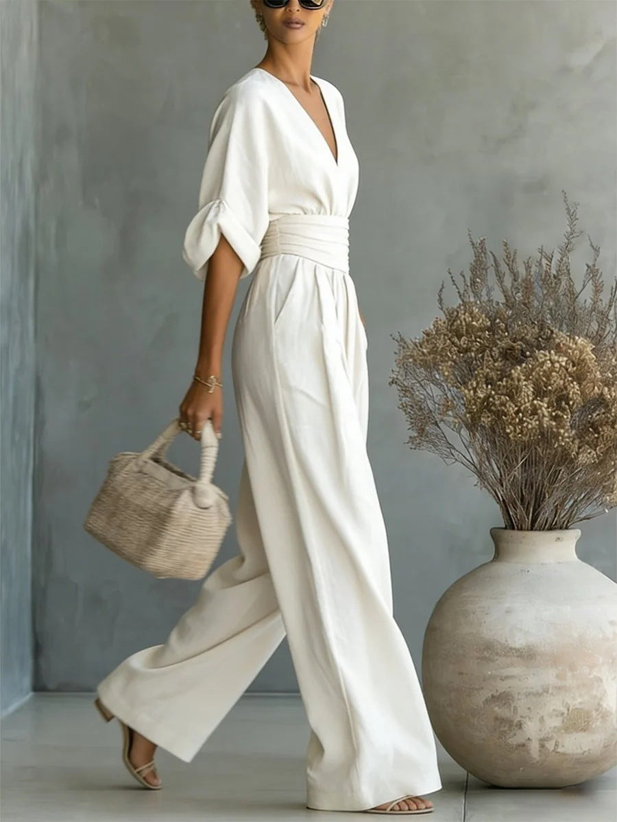 Essential V-neck Waist Jumpsuit
