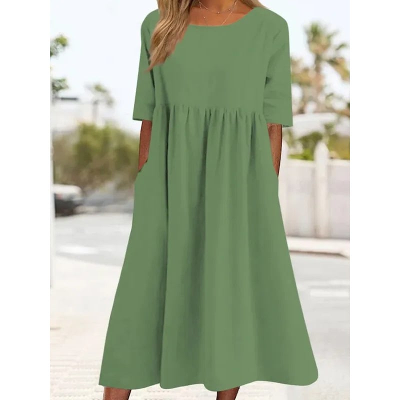 🌸 Cotton Linen Casual Midi Dress 🎉 Limited Time Deal