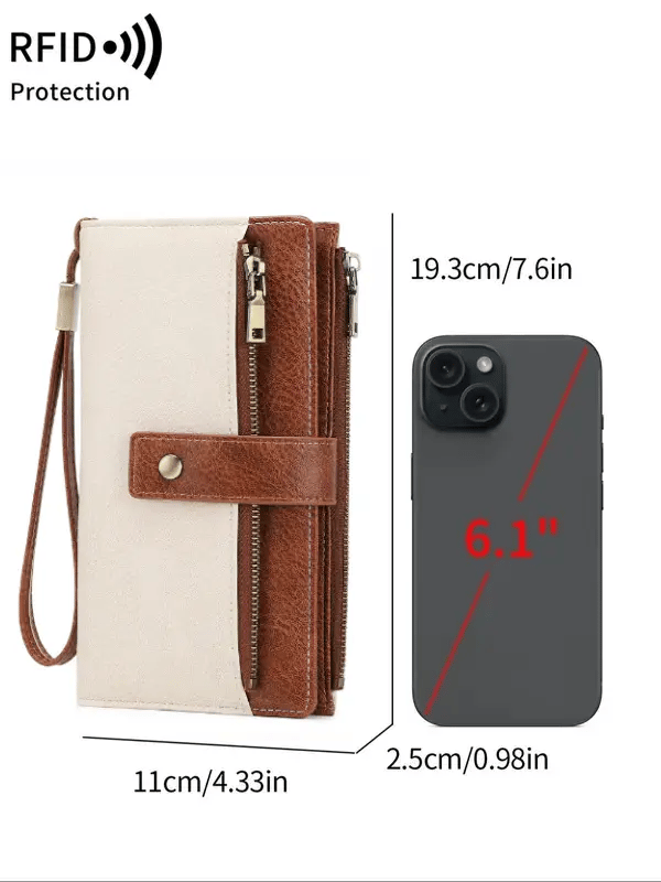 🌷Women's long wallet, stylish clutch, elegant solid color RFID blocking leather wallet👛