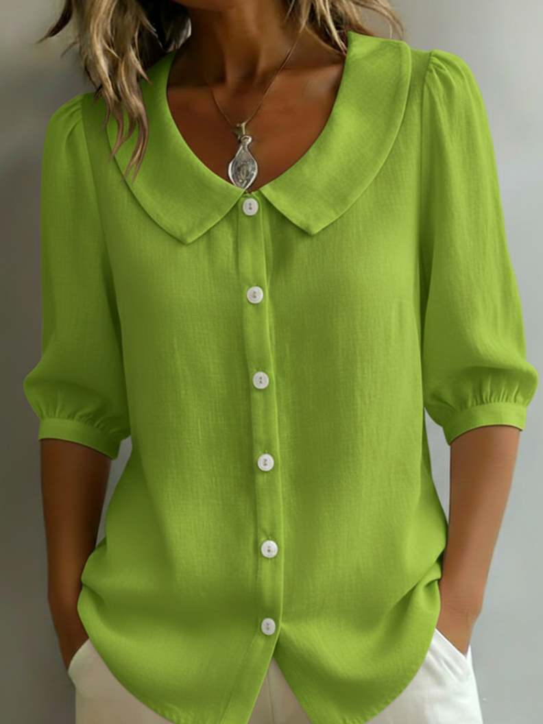 💝💝Retro Peter Pan Collar Button-up Cotton Shirt