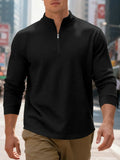 💝💝Men's Regular Fit Plain Half Zip Up Sweatshirt, Casual Long Sleeve Pullover for Spring & Fall, Fashion Men's Clothes for Daily Wear