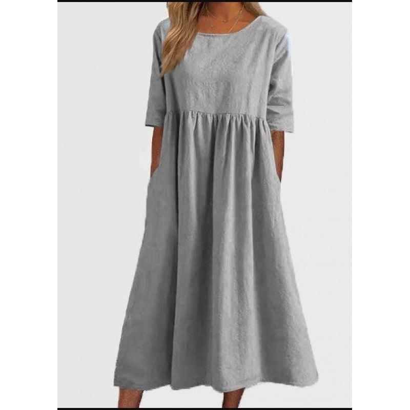 🌸 Cotton Linen Casual Midi Dress 🎉 Limited Time Deal