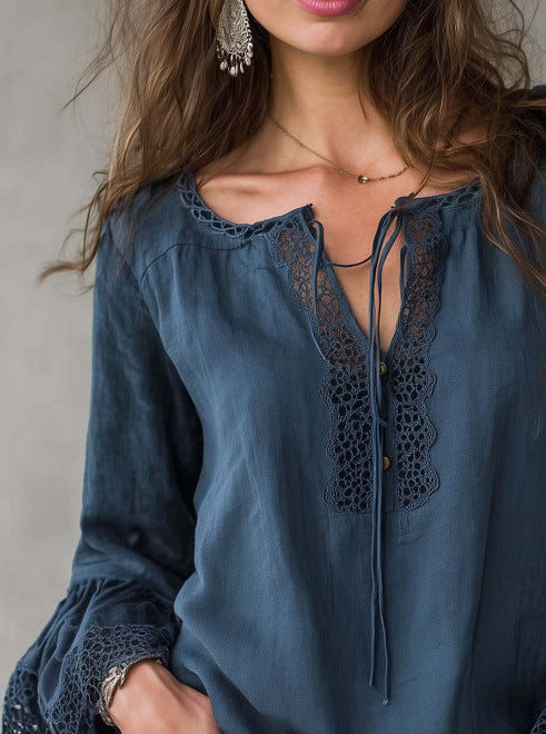 💝💝Women's Retro Lace-collar Cotton-linen Shirt
