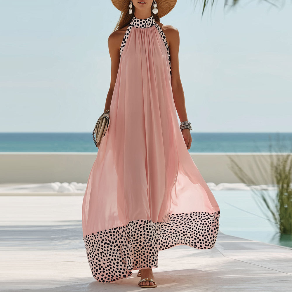 🌸 Women’s Polka Dot Maxi Dress 👗💖 Elegant Cotton Linen Style