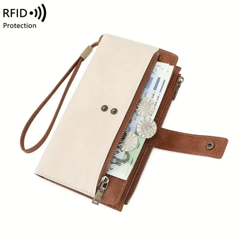 🌷Women's long wallet, stylish clutch, elegant solid color RFID blocking leather wallet👛