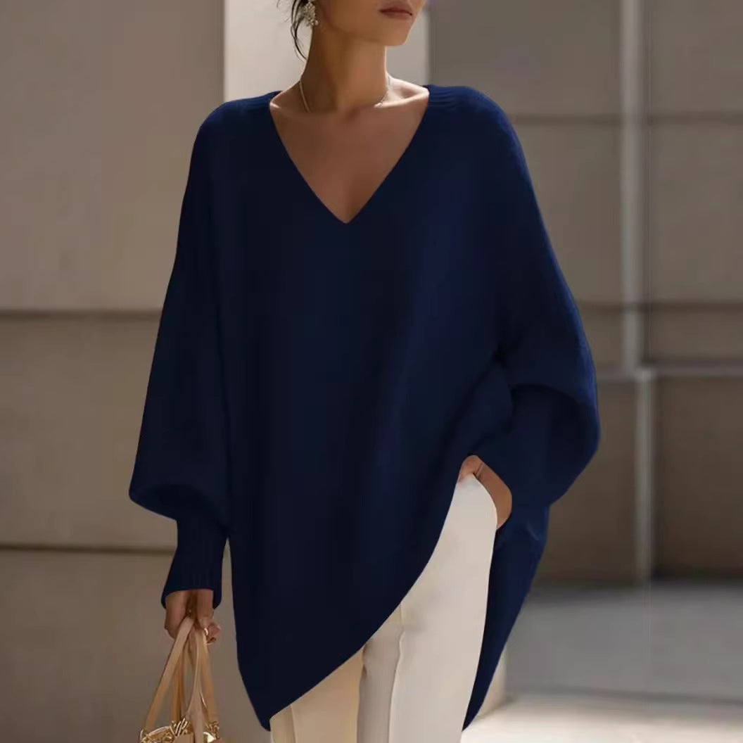 ✨ Free Shipping✨Women's solid color V-neck sweater with long sleeves, casual, loose fit