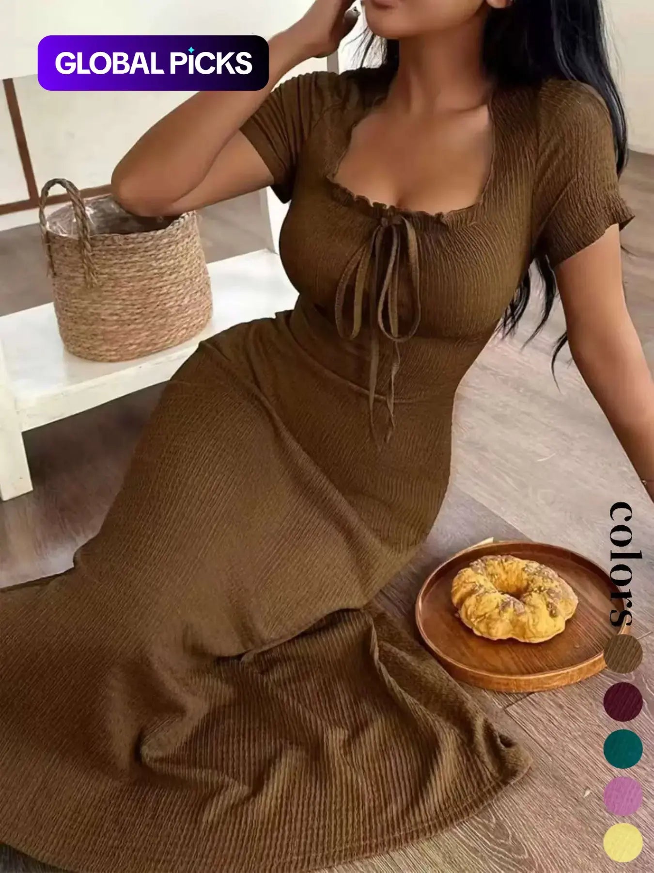✨ Women’s Slim Fit Ruched Dress – Casual & Chic