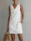 🌷Draped-neck Sleeveless Cotton Dress