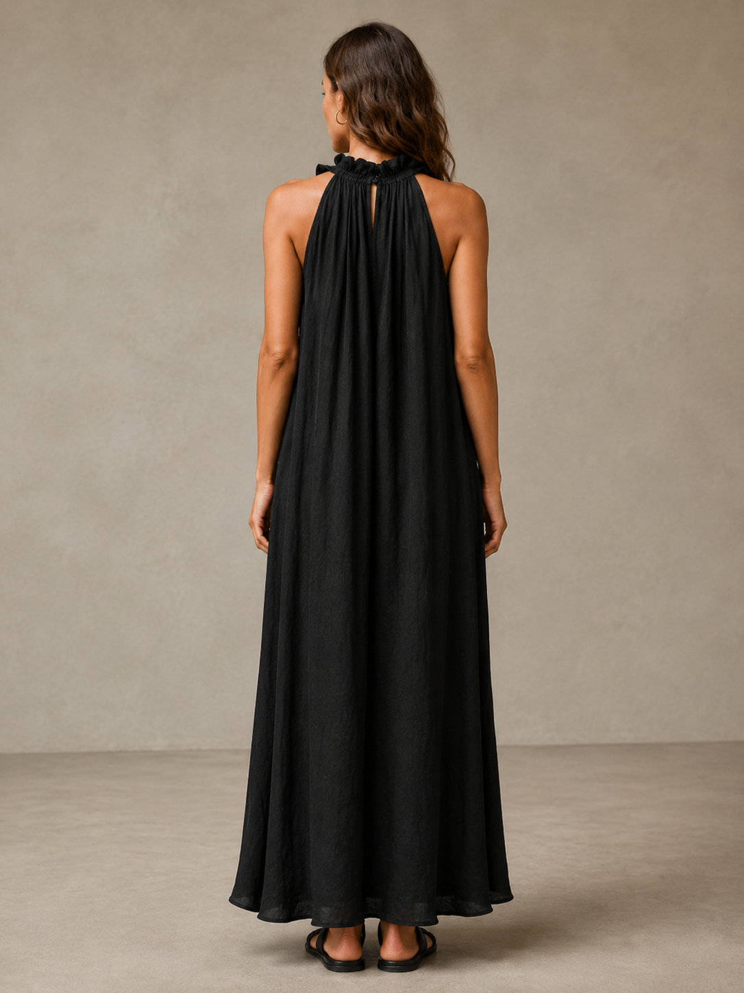 🌷🌷Breezy Halter Neck Ruffle Maxi Dress for Vacation & Summer Days