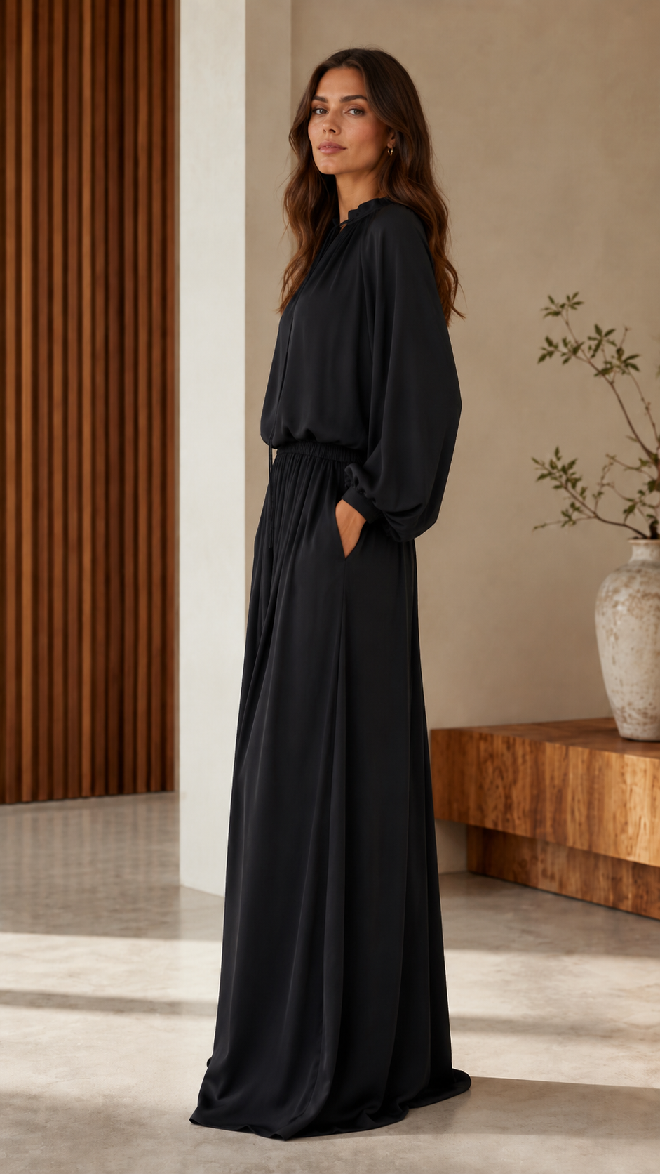 🌷Elegant Tie-Neck Wide-Leg Jumpsuit