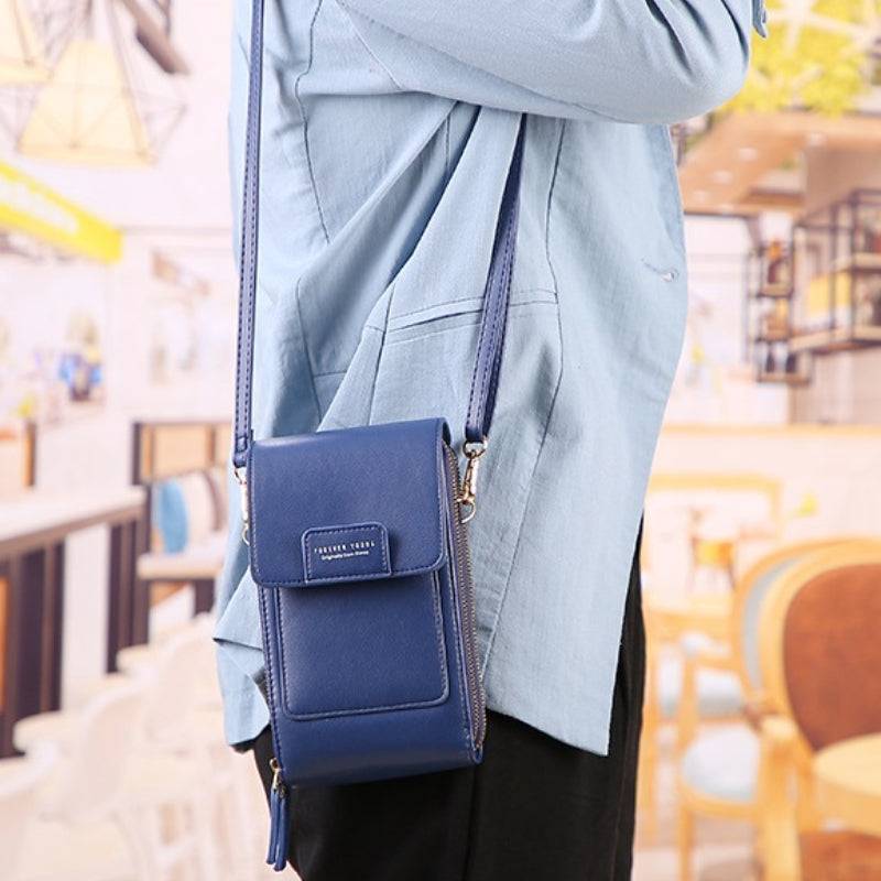 🌷🌷Fashionable Soft Vegan Leather Double Zipper Cross-body Wallet Bags