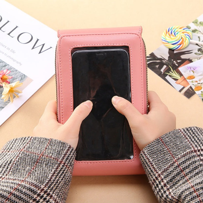 🌷🌷Fashionable Soft Vegan Leather Double Zipper Cross-body Wallet Bags