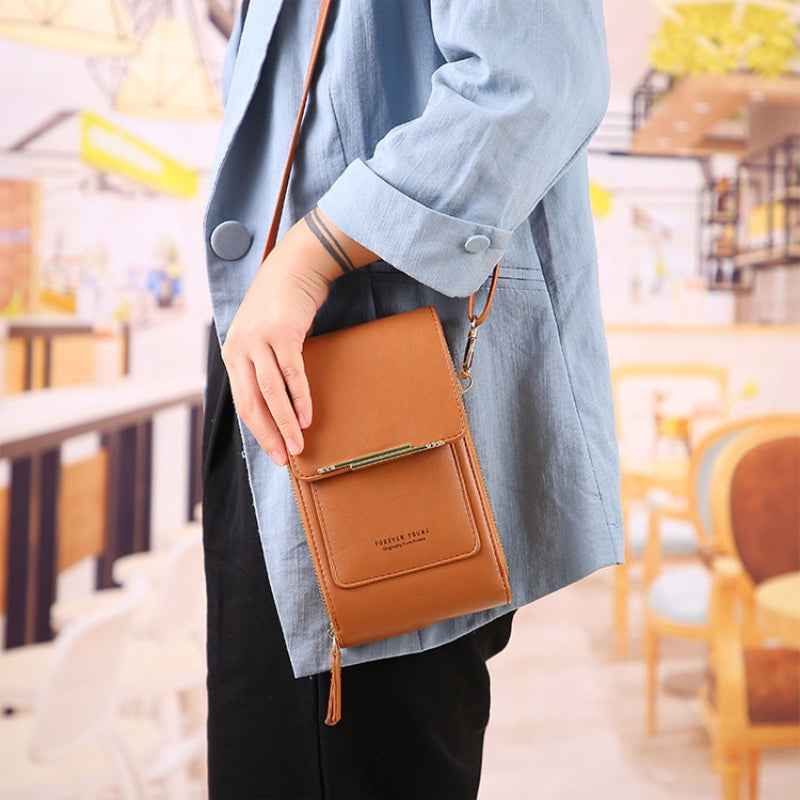 🌷🌷Fashionable Soft Vegan Leather Double Zipper Cross-body Wallet Bags