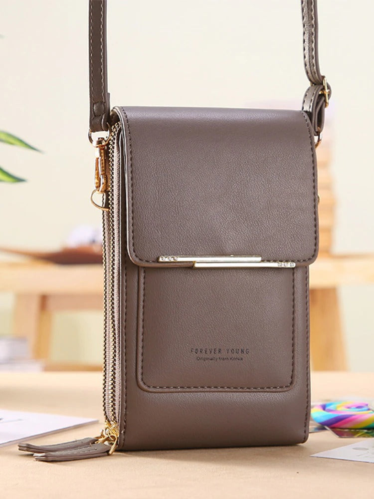 🌷🌷Fashionable Soft Vegan Leather Double Zipper Cross-body Wallet Bags