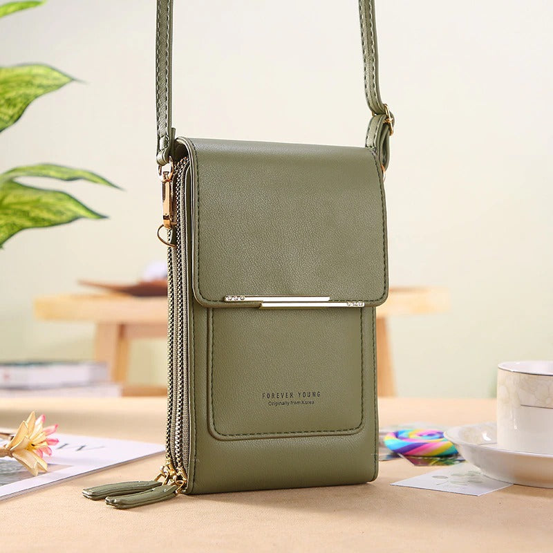 🌷🌷Fashionable Soft Vegan Leather Double Zipper Cross-body Wallet Bags