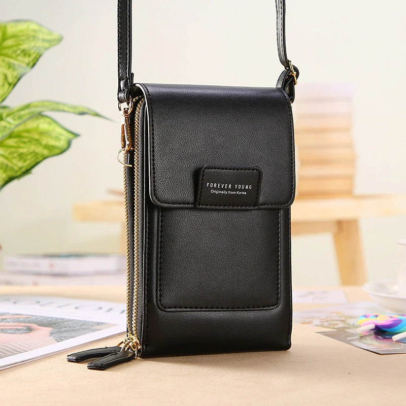 🌷🌷Fashionable Soft Vegan Leather Double Zipper Cross-body Wallet Bags