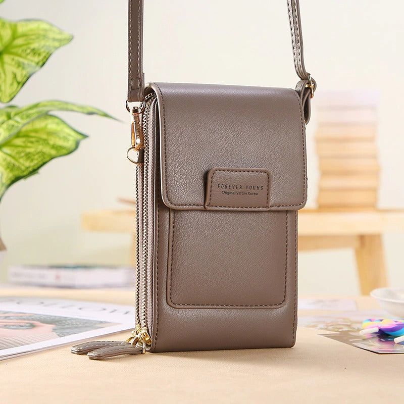 🌷🌷Fashionable Soft Vegan Leather Double Zipper Cross-body Wallet Bags
