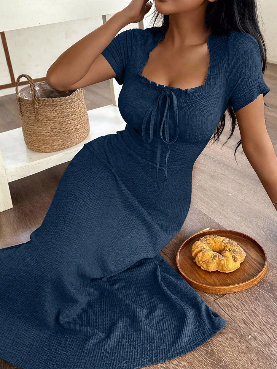 ✨ Women’s Slim Fit Ruched Dress – Casual & Chic