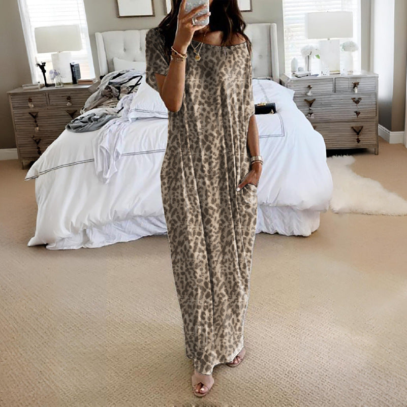 💝💝Women's Solid Color Batwing Sleeve Lounge Dress, Casual Comfy Short Sleeve Nightdress for Daily Wear, Ladies Sleepwear for All Seasons