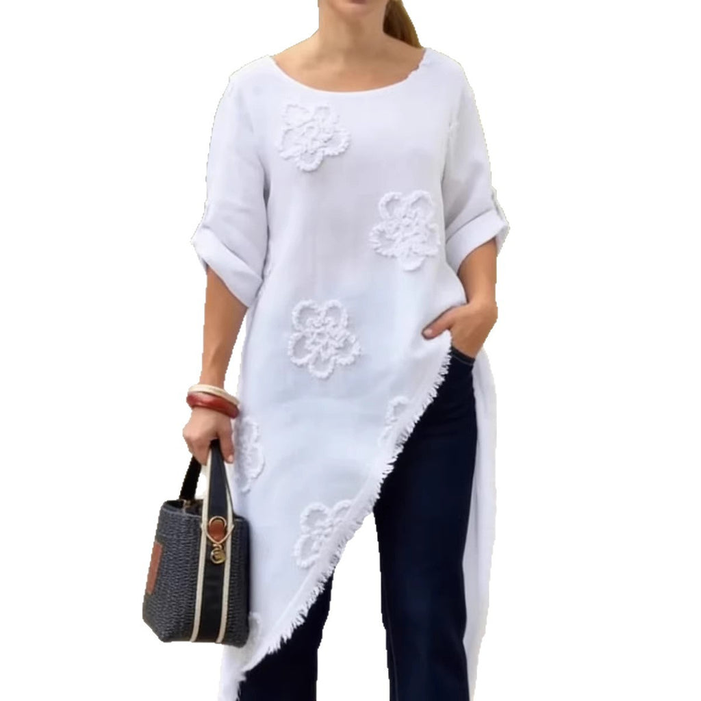 2026 New European And American Clothing Floral Print Loose Tassel Shirt