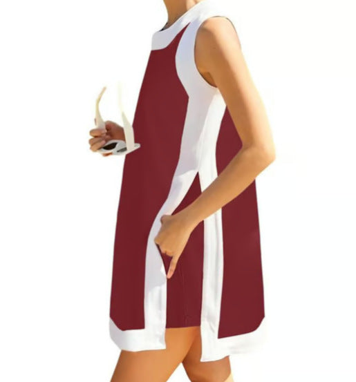 💝💝Yeokou Women's 2 Piece Outfits Sets Casual Color Block Crewneck Short Sleeveless Pullover Tops Matching Shorts with Pockets Womenswear Lightweight, Women's Clothes, 2 Piece Sets
