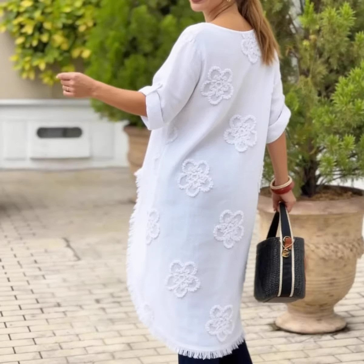 2026 New European And American Clothing Floral Print Loose Tassel Shirt