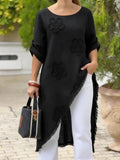 2026 New European And American Clothing Floral Print Loose Tassel Shirt