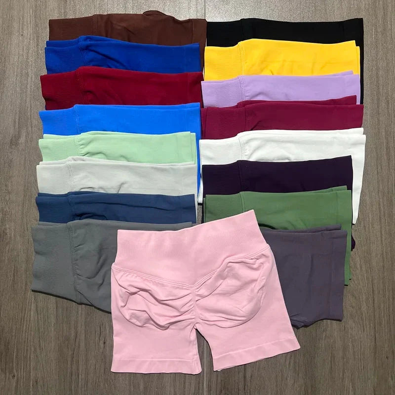 🌷🌷Women's Impact Low Waist Seamless Yoga Scrunch Bum Gym Shorts Workout Biker Short Stretch Fitness Shorts