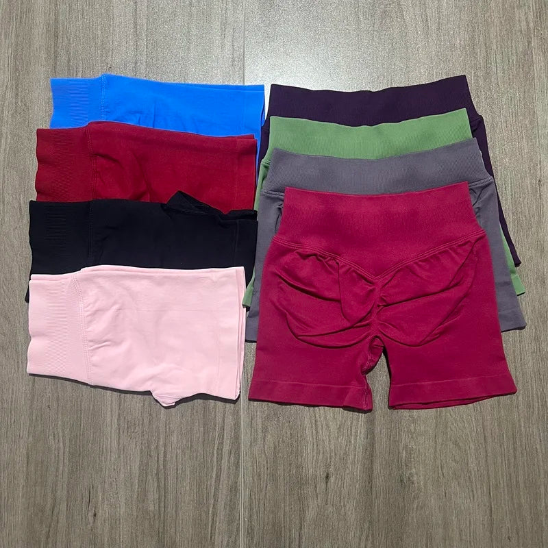 🌷🌷Women's Impact Low Waist Seamless Yoga Scrunch Bum Gym Shorts Workout Biker Short Stretch Fitness Shorts