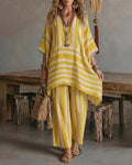 🌷🌷Casual Daily Vacation Stripe Textured Matching Set