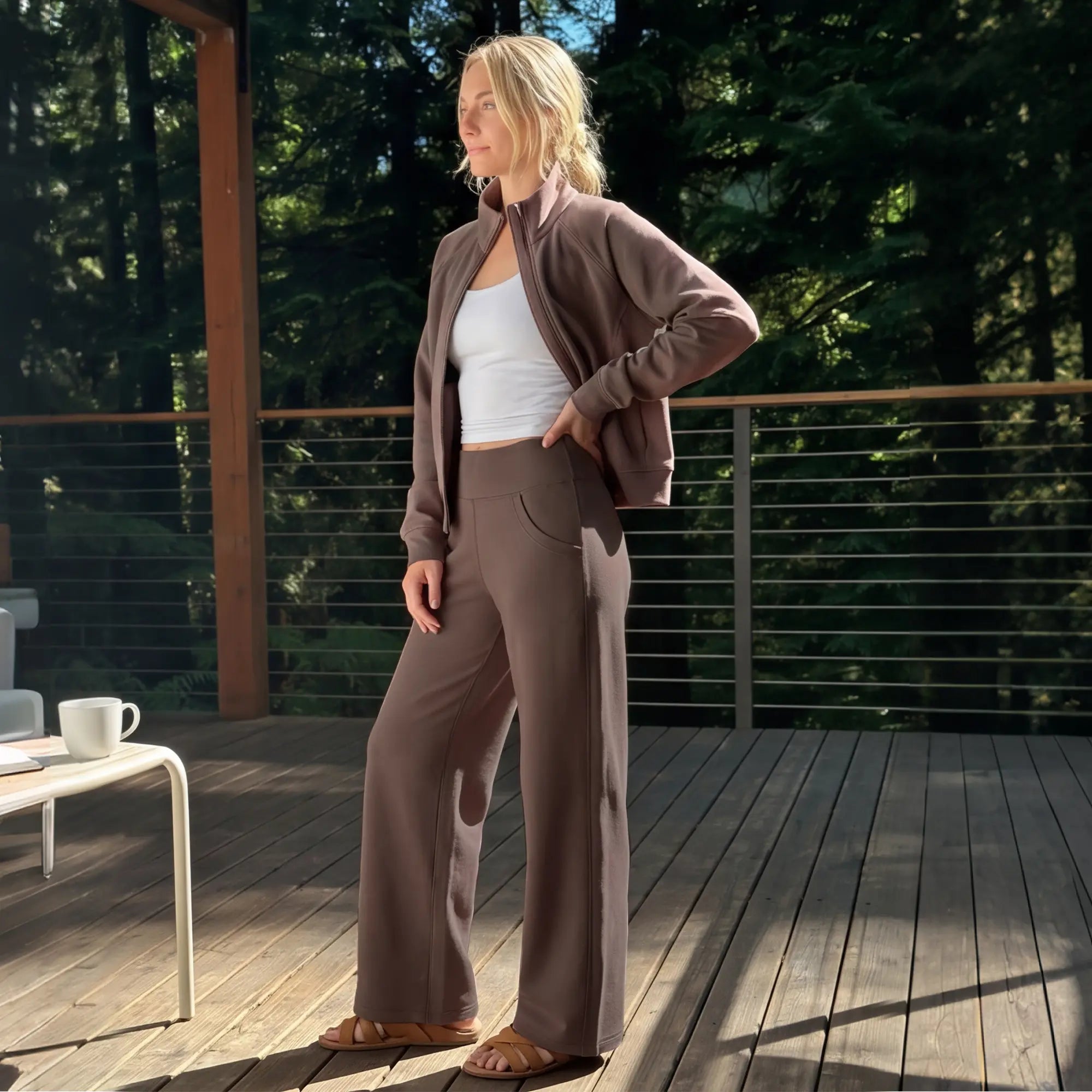 💝💝ESOFT Wide Leg Casual Pants, Women High-Waisted Yoga Pants with Pockets
