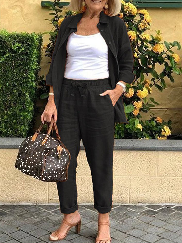 ✨✨Solid Cotton Linen Women Suits  Casual