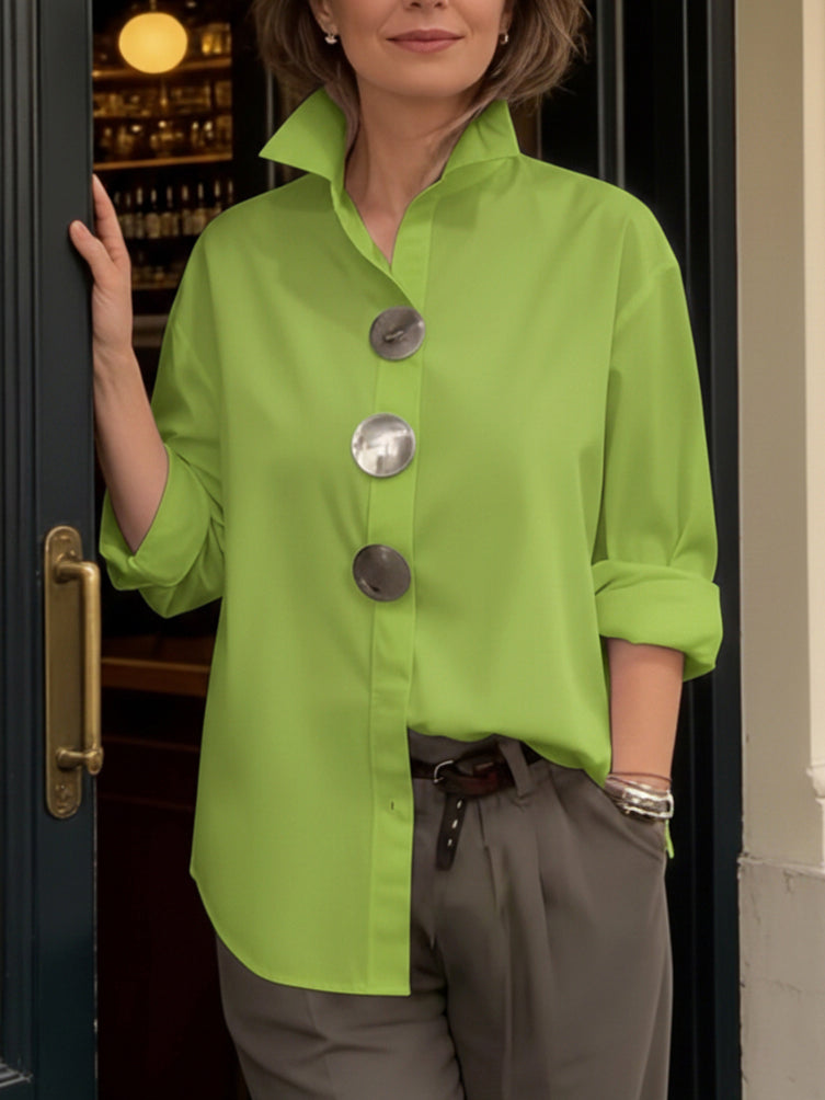 ✨✨Elegant Stand-collar Metal Buttons Cotton Blouse
