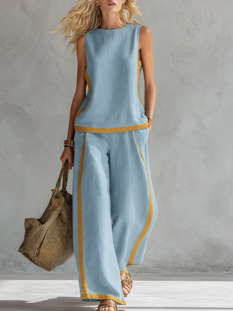 ✨ Free Shipping✨Women's Round Neck Sleeveless Casual Loose Top And High-waisted