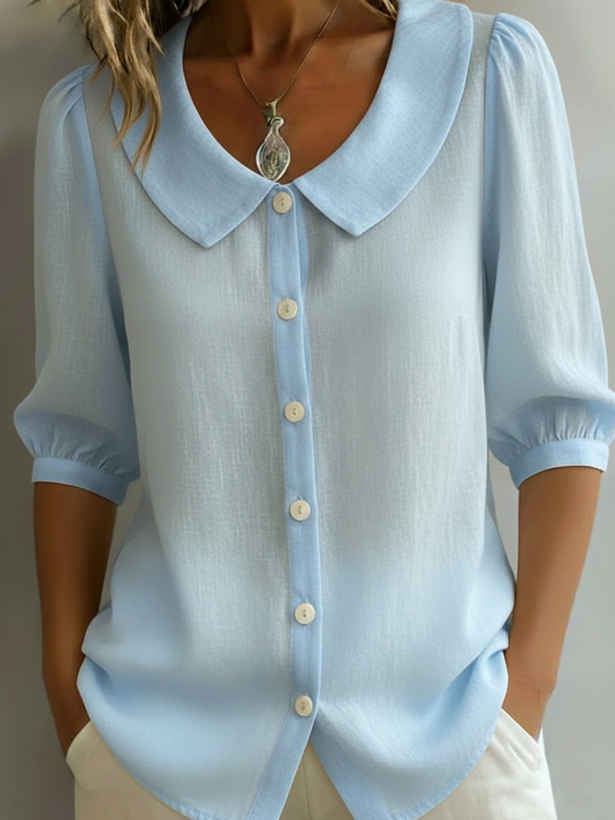 💝💝Retro Peter Pan Collar Button-up Cotton Shirt
