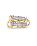 💝💝PAVOI 14K Gold Plated Interlocked Stackable Statement Ring for Women – Chunky Multi-Band Double & Triple Ring, Two-Tone Mixed Metals with Cubic Zirconia