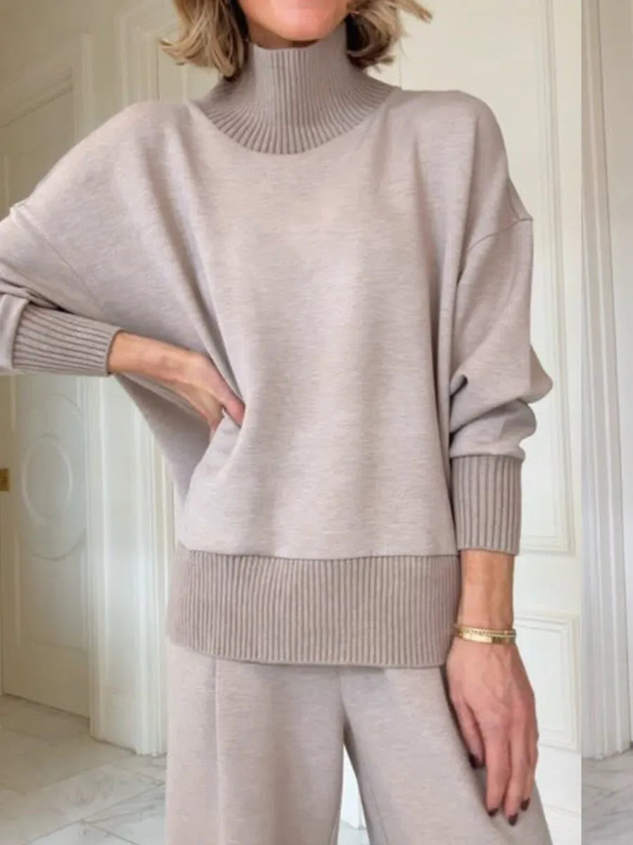 ✨✨Casual Travel Stand Collar Side Zipper Top Straight Pants Two-Piece Set