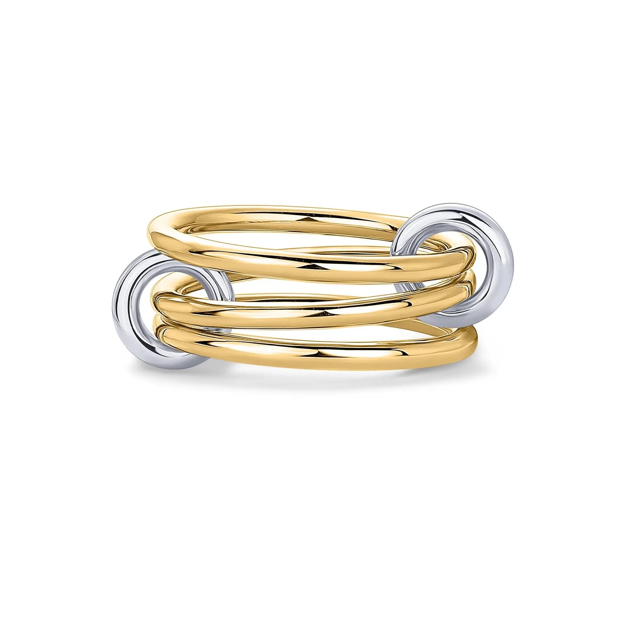 💝💝PAVOI 14K Gold Plated Interlocked Stackable Statement Ring for Women – Chunky Multi-Band Double & Triple Ring, Two-Tone Mixed Metals with Cubic Zirconia