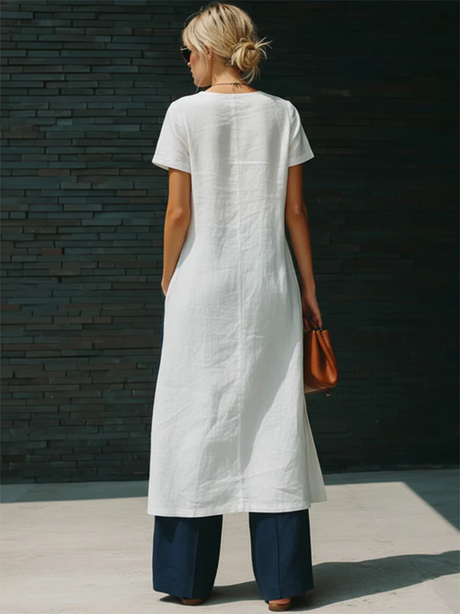 Cozy Artistically Cut Buttons Longline Shirt