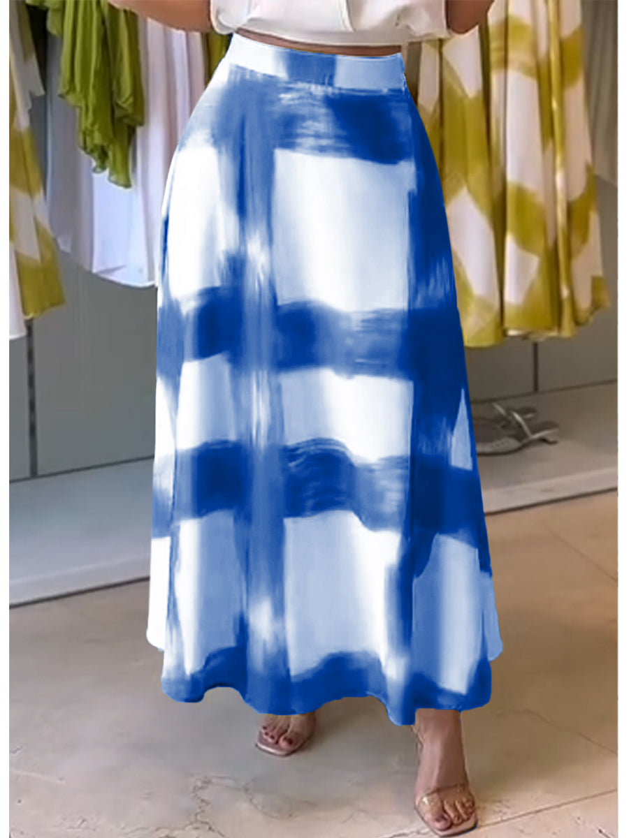 ✨✨Women's Brushstroke Print Cotton and Linen Skirt